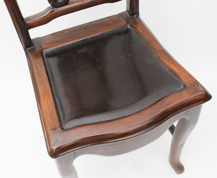 Asian Carved Hardwood Side Chair in the Queen Anne Taste