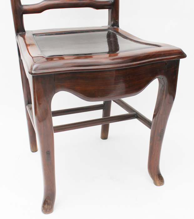 Asian Carved Hardwood Side Chair in the Queen Anne Taste