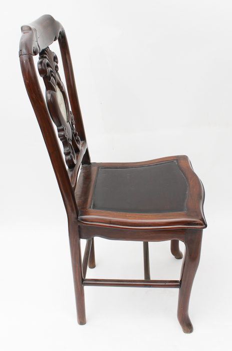 Asian Carved Hardwood Side Chair in the Queen Anne Taste