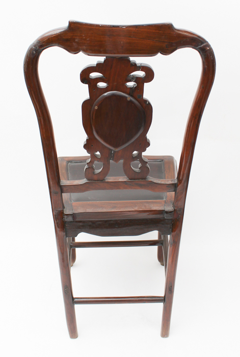 Asian Carved Hardwood Side Chair in the Queen Anne Taste