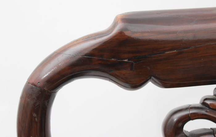 Asian Carved Hardwood Side Chair in the Queen Anne Taste