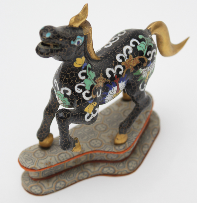 Chinese Cloisonné-Style Ceramic Horse Figurines