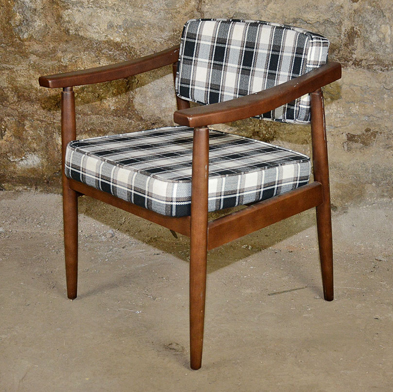 Mid Century Modern Style Plaid Side Chair