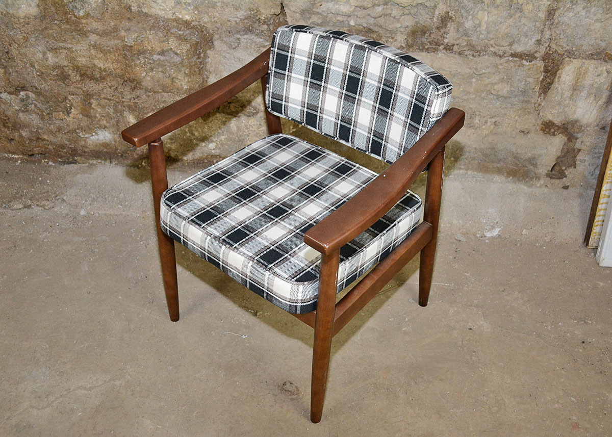 Mid Century Modern Style Plaid Side Chair