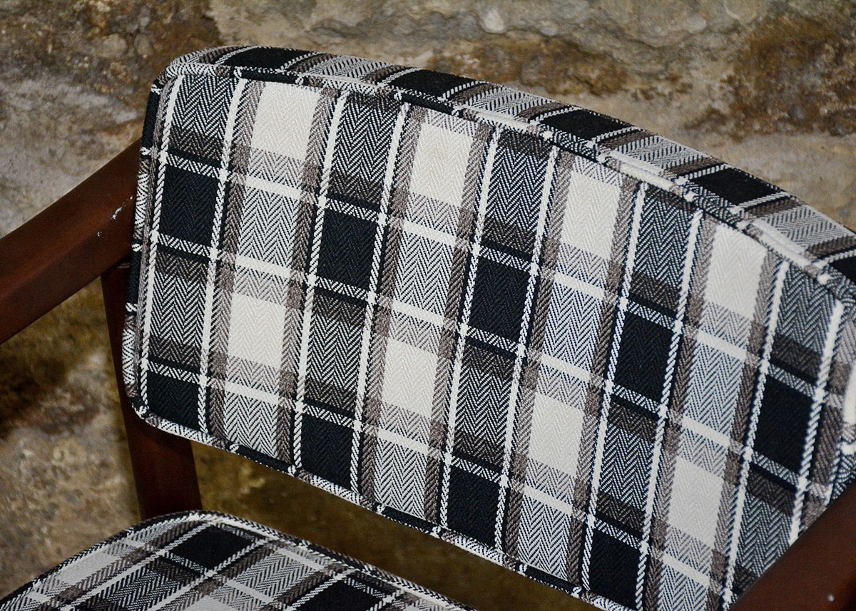 Mid Century Modern Style Plaid Side Chair