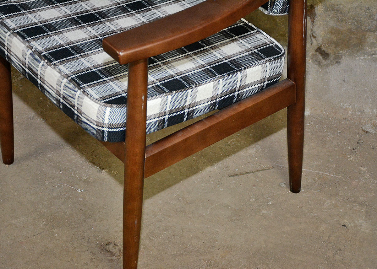 Mid Century Modern Style Plaid Side Chair