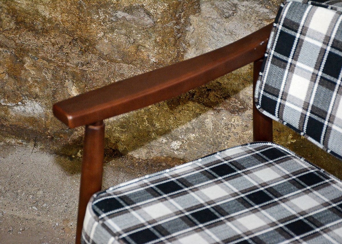 Mid Century Modern Style Plaid Side Chair