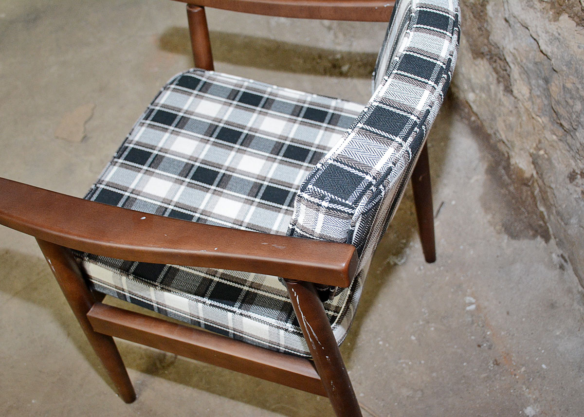 Mid Century Modern Style Plaid Side Chair