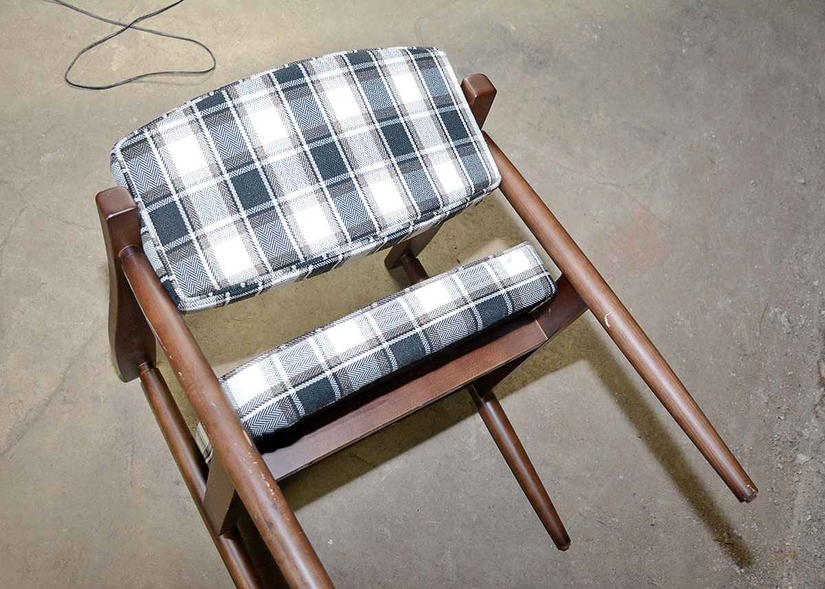 Mid Century Modern Style Plaid Side Chair