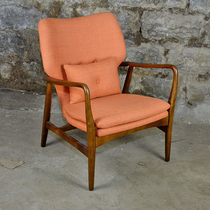 Danish Modern Orange "Helsinki" Side Chair