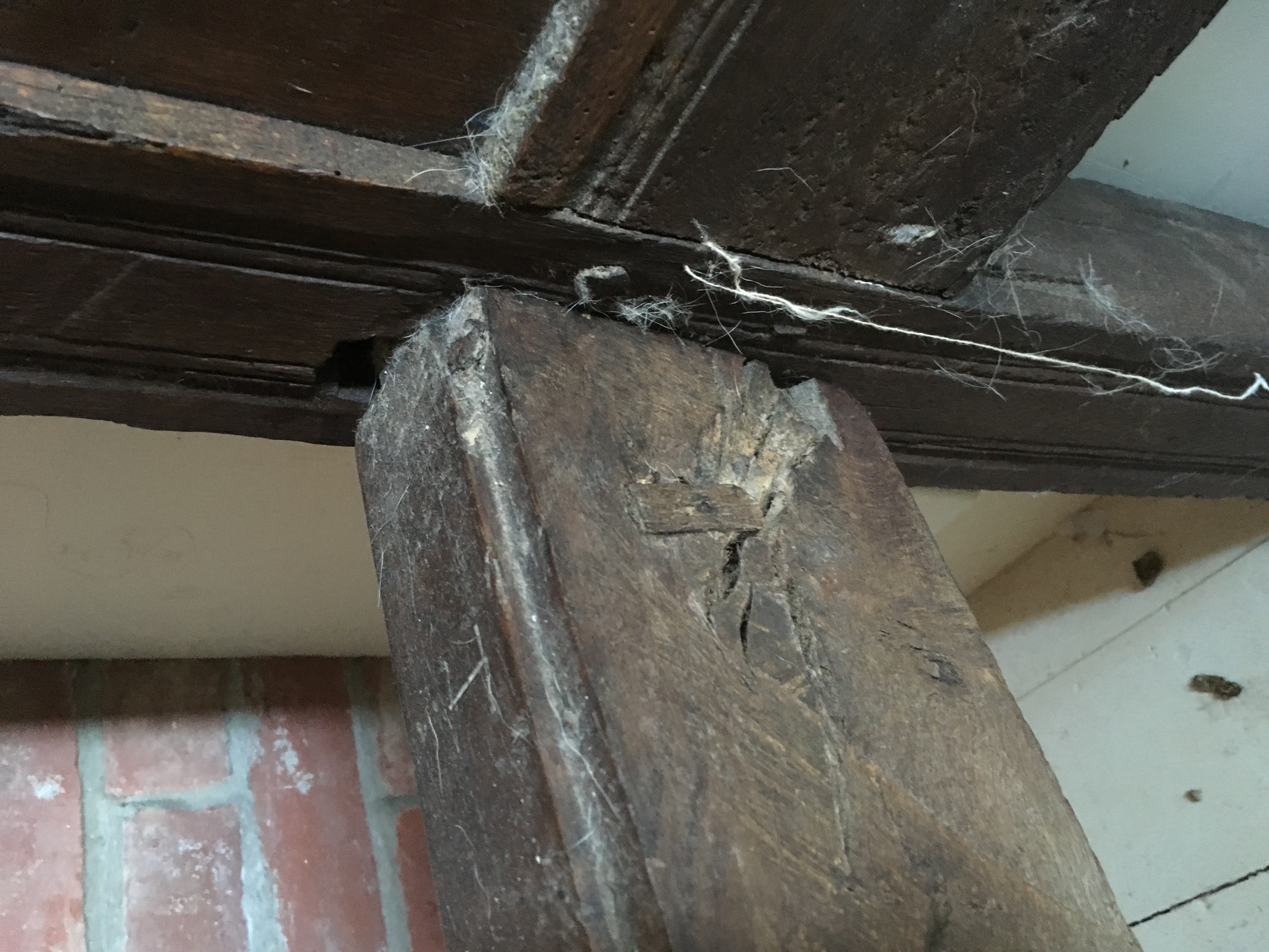 Partial Antique Elizabethan Style Oak Tester Bed Frame