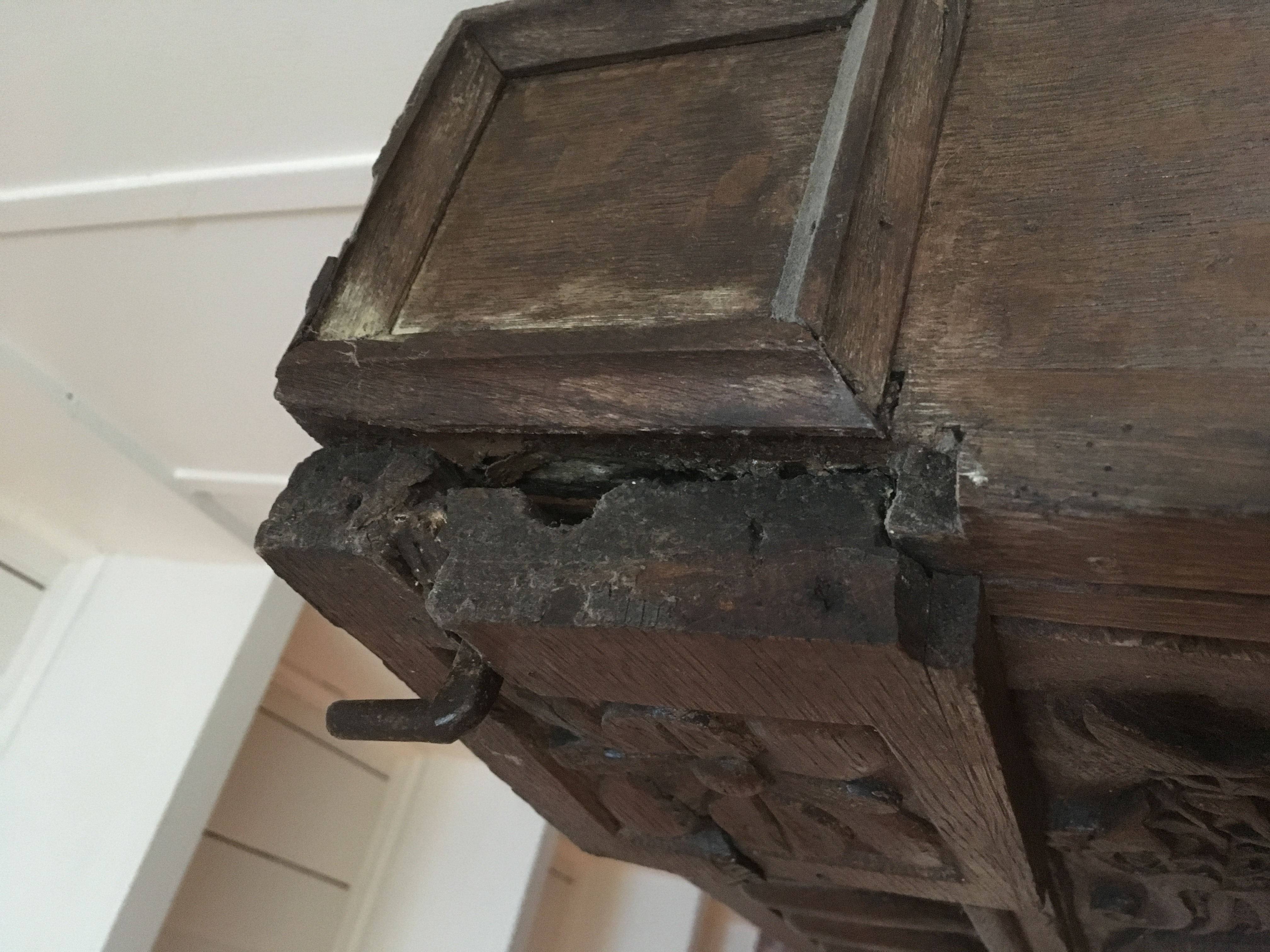 Partial Antique Elizabethan Style Oak Tester Bed Frame