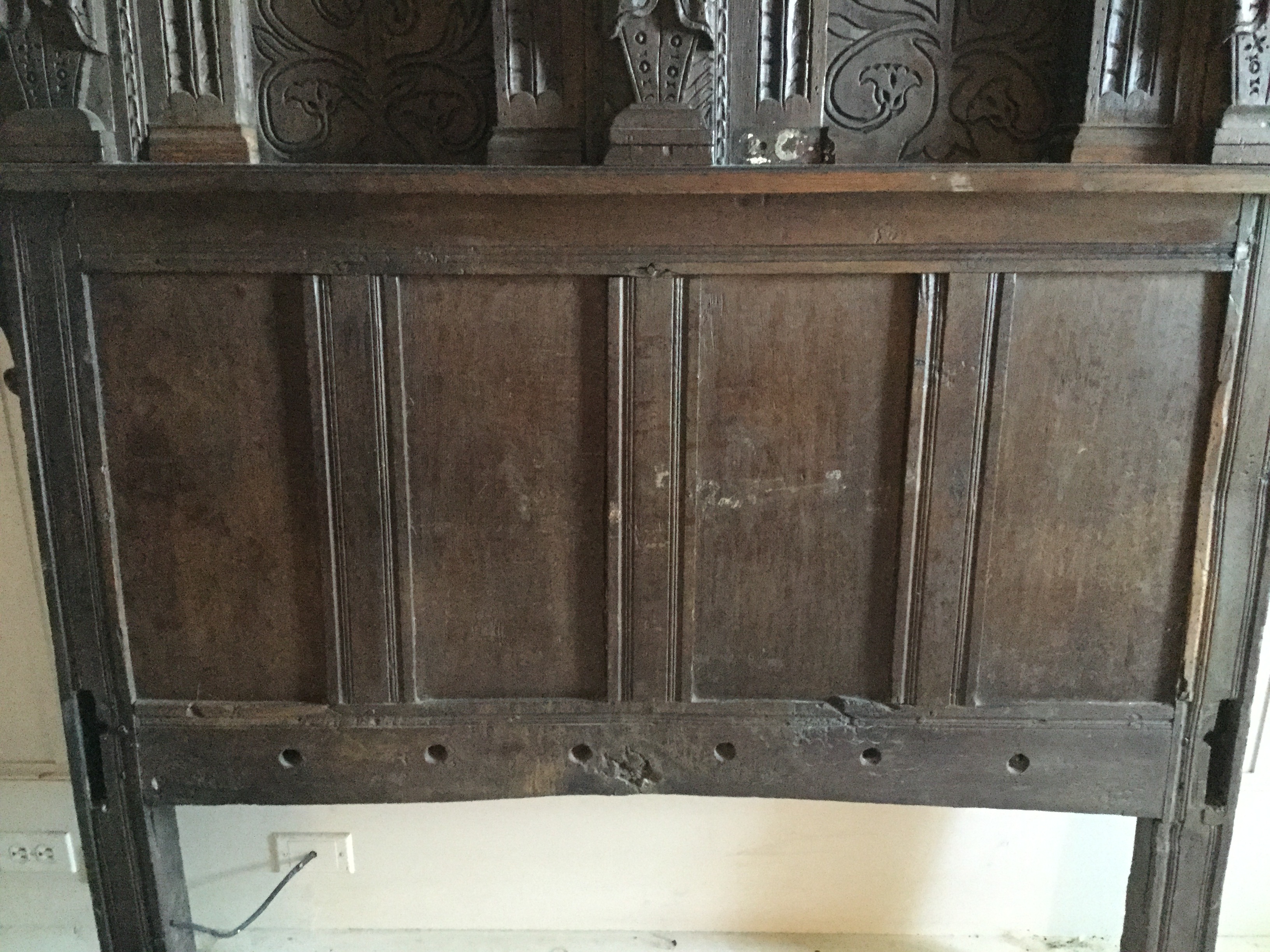 Partial Antique Elizabethan Style Oak Tester Bed Frame