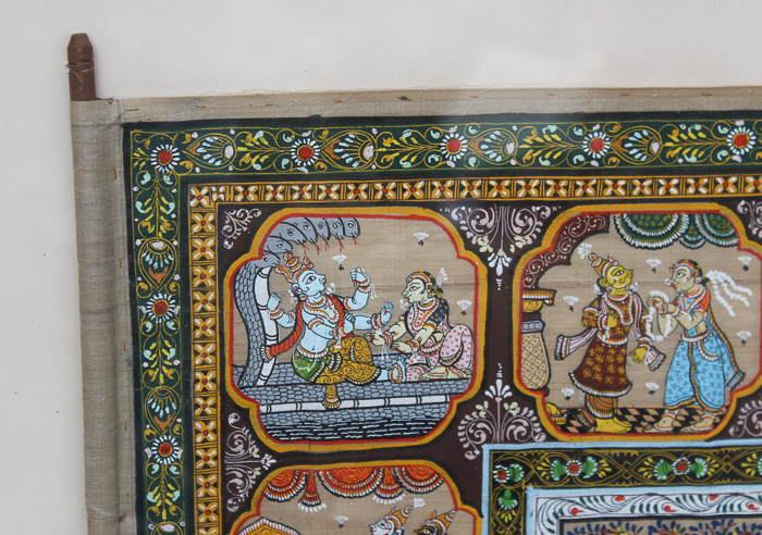 Indian Gouache Painting on Linen Scroll