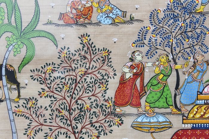 Indian Gouache Painting on Linen Scroll