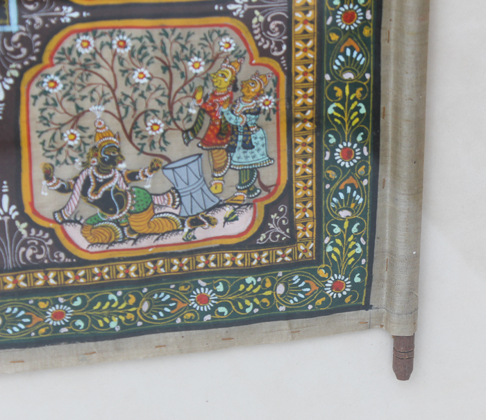 Indian Gouache Painting on Linen Scroll