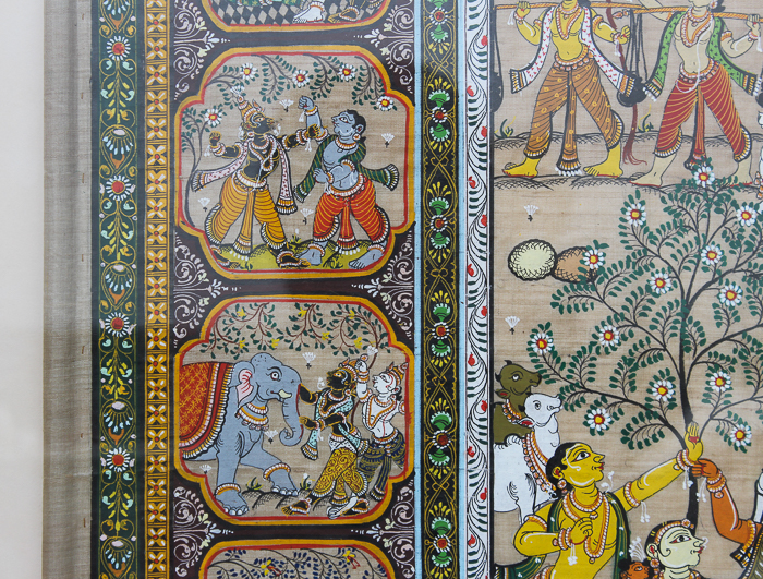 Indian Gouache Painting on Linen Scroll