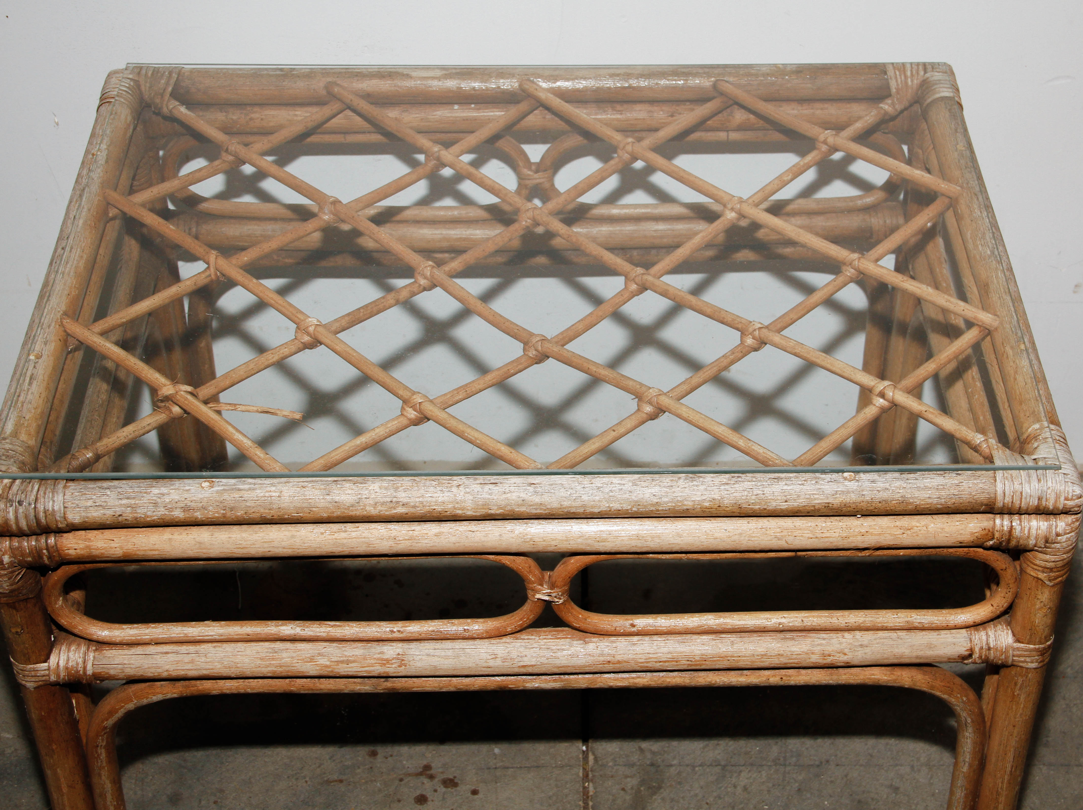 Pair of Rattan Tables