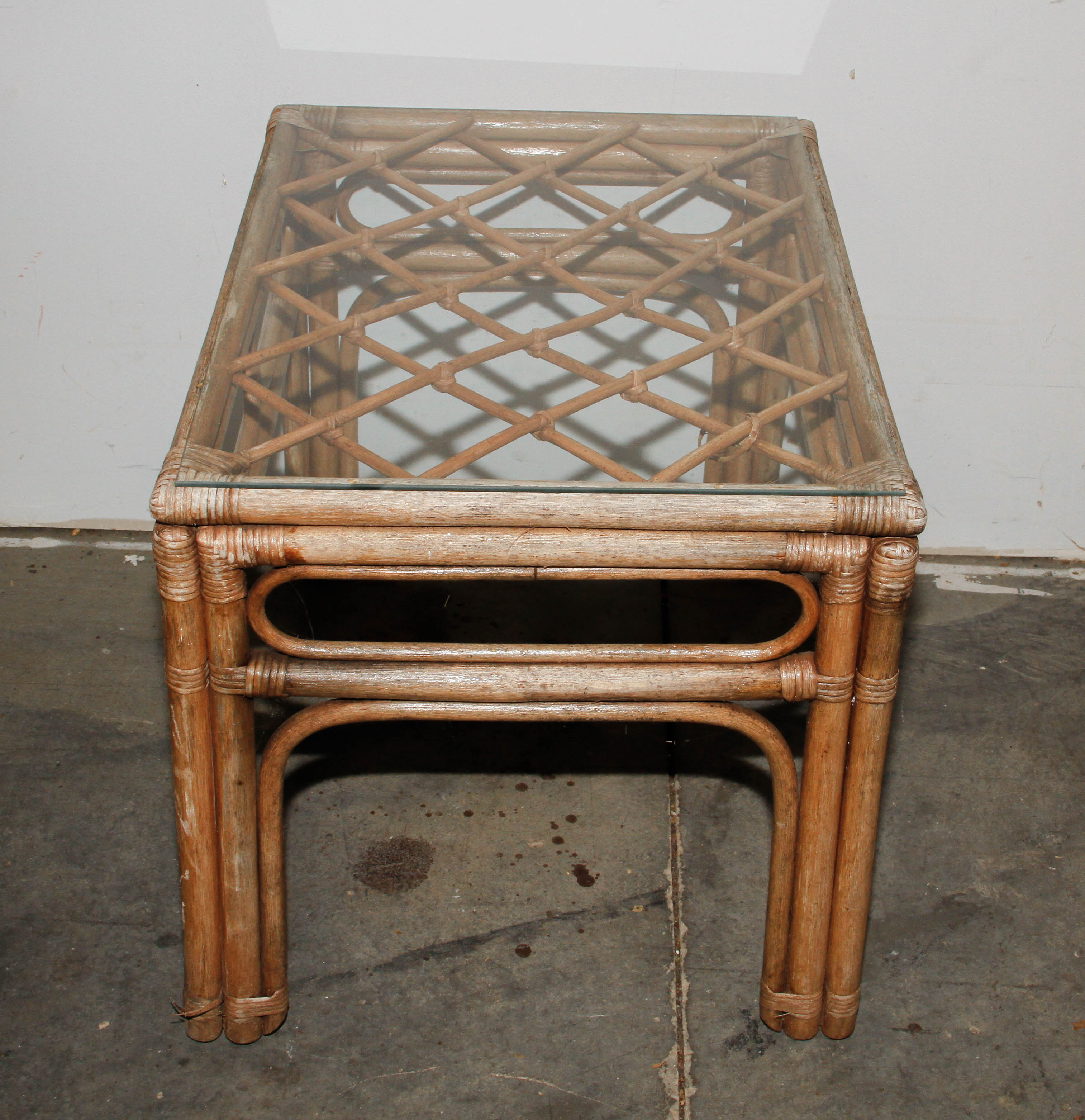 Pair of Rattan Tables