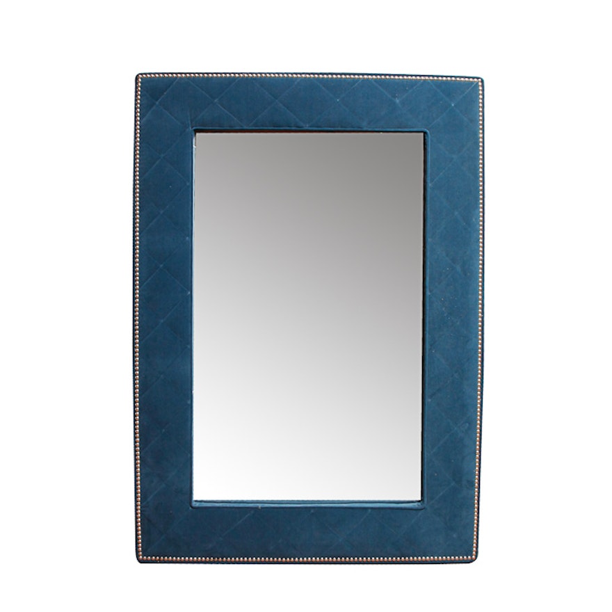 Thom Filicia Blue Velvet Framed Wall Mirror