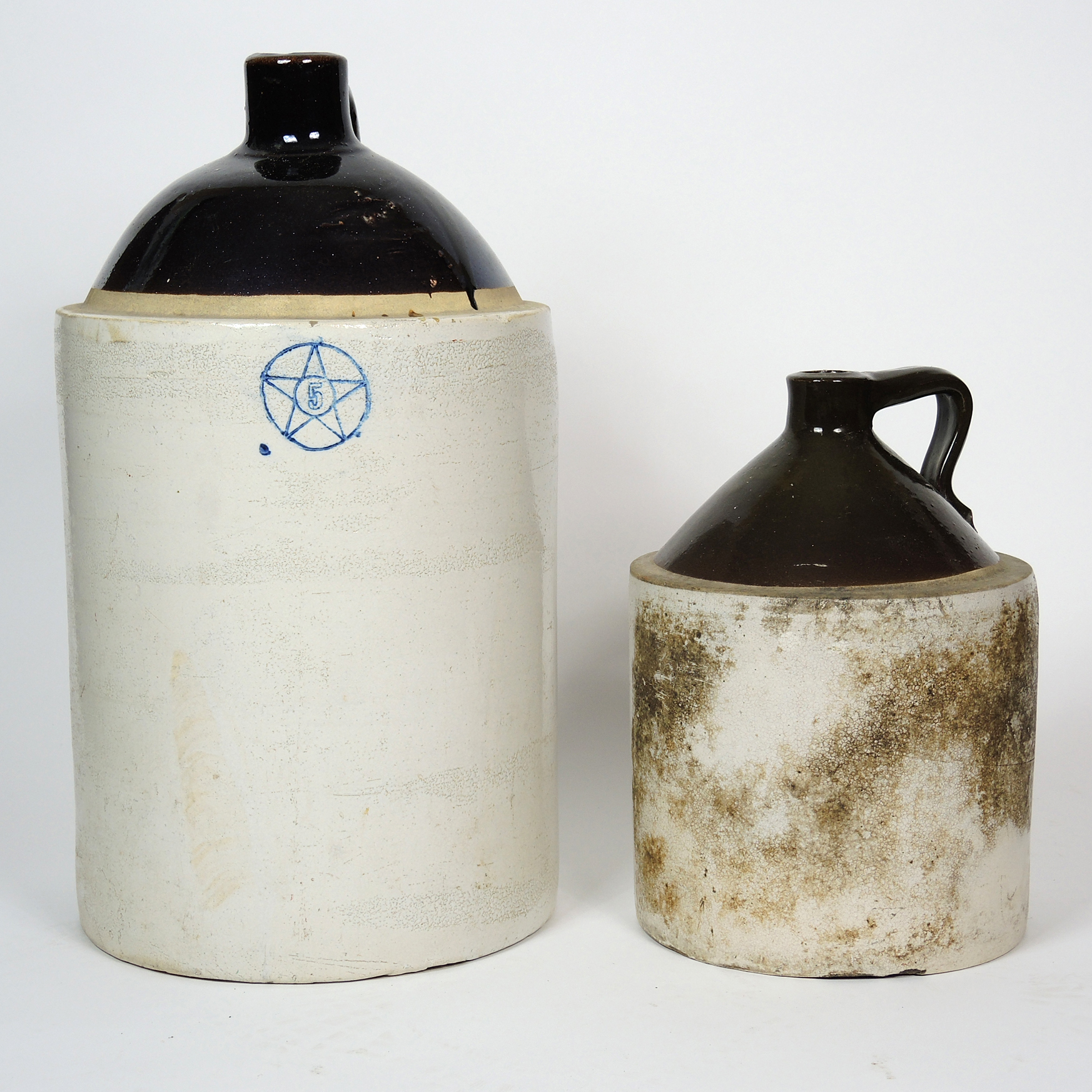 Two Vintage Stoneware Crock Jugs