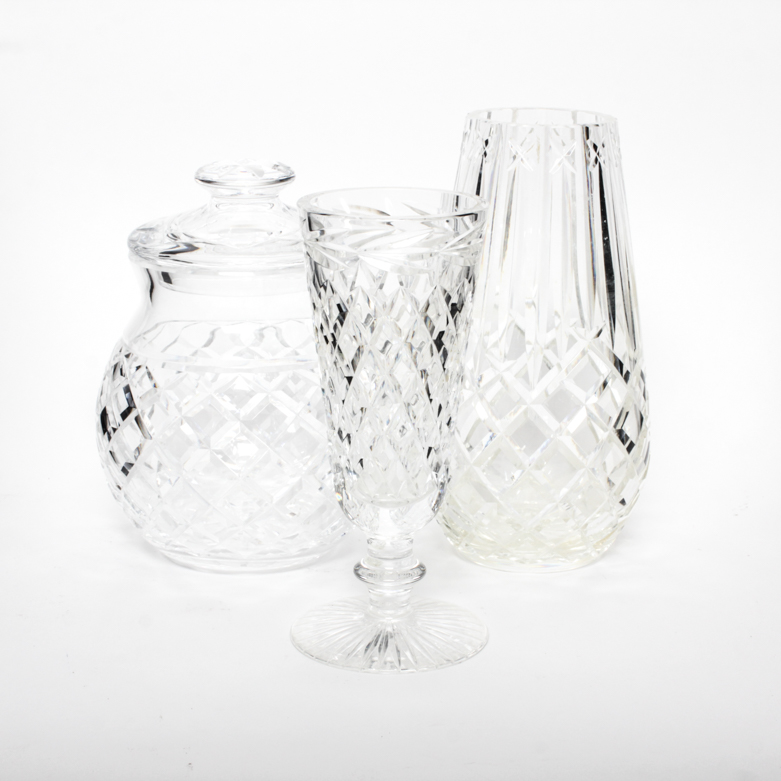 Assortment of Vintage Hand-Cut Crystal Featuring Tyrone