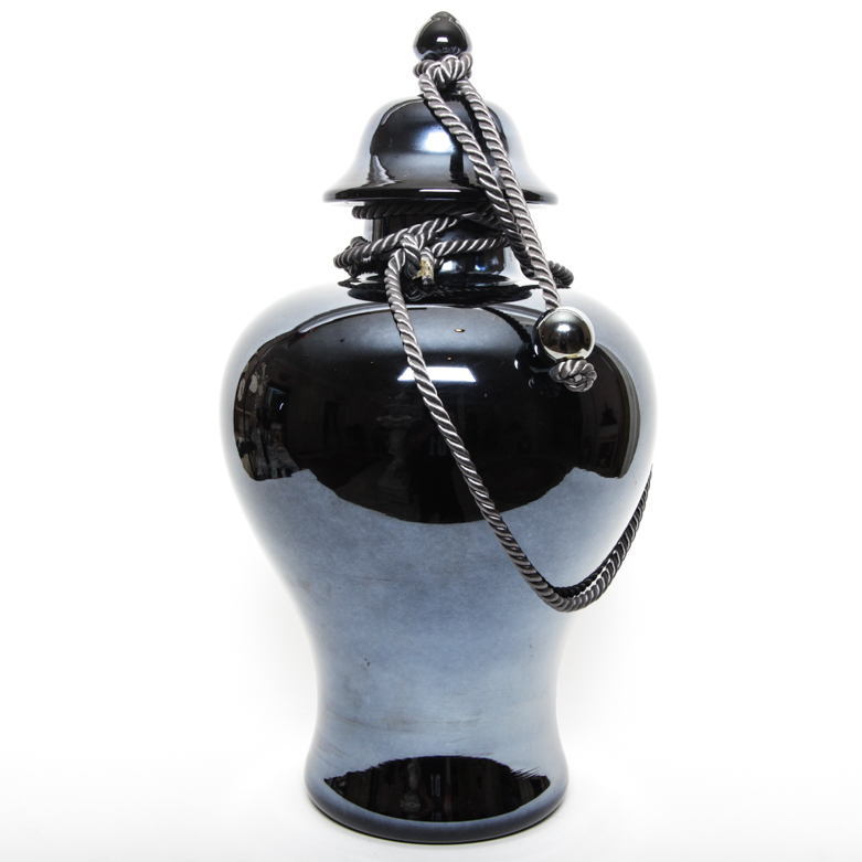 Laslo for Mikasa Glossy Black Urn Vase