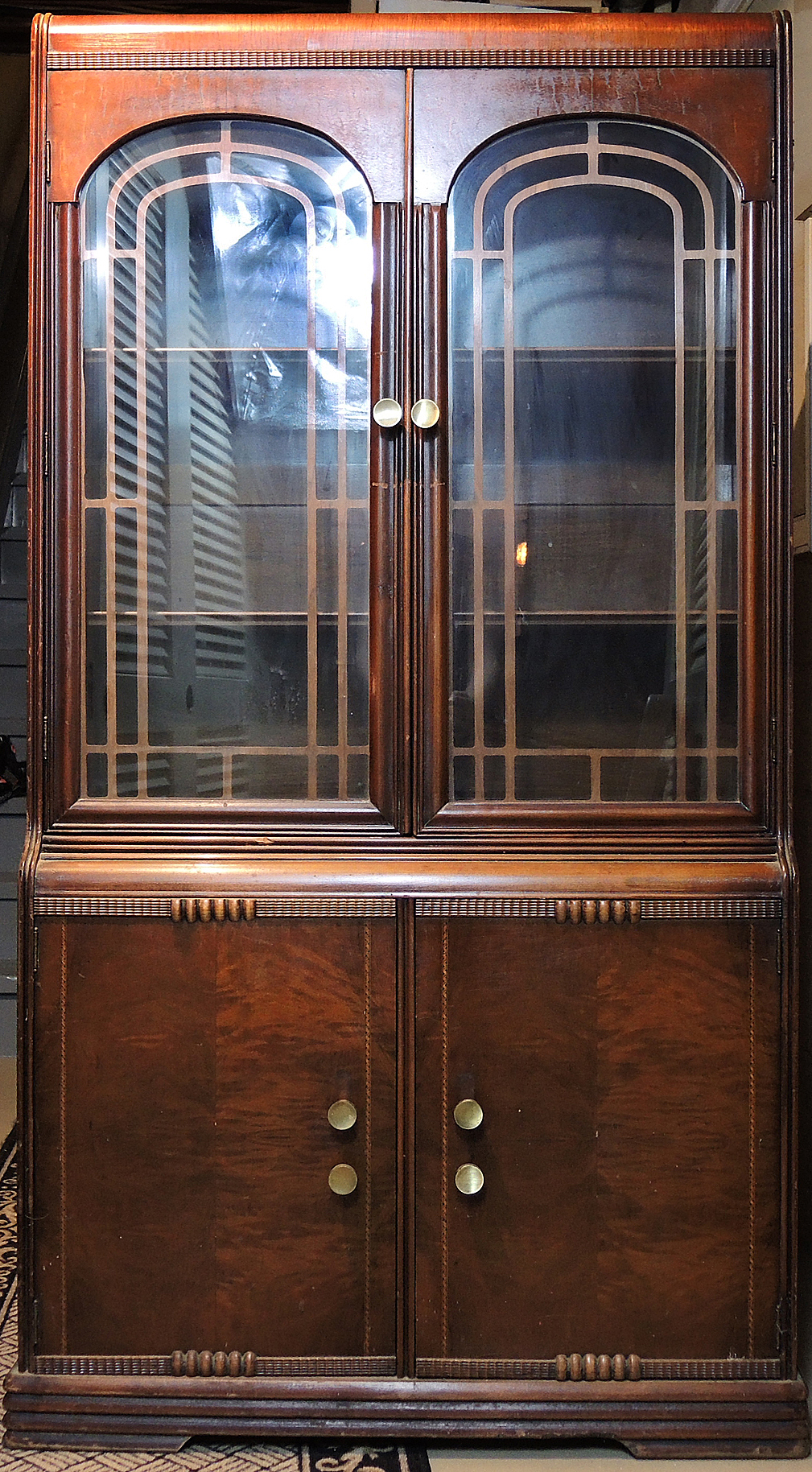 Art Deco Waterfall China Cabinet in Mahogany