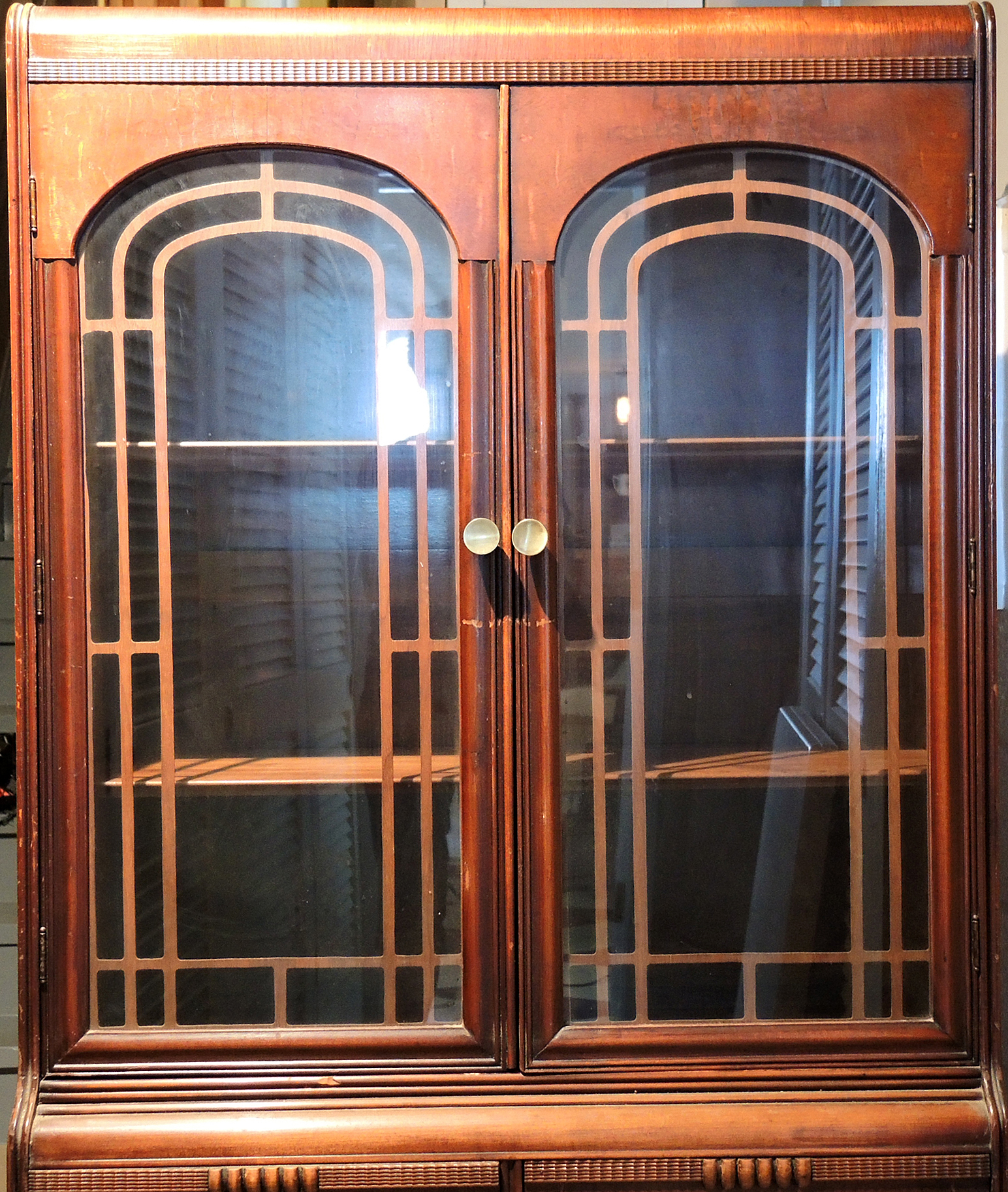 Art Deco Waterfall China Cabinet in Mahogany