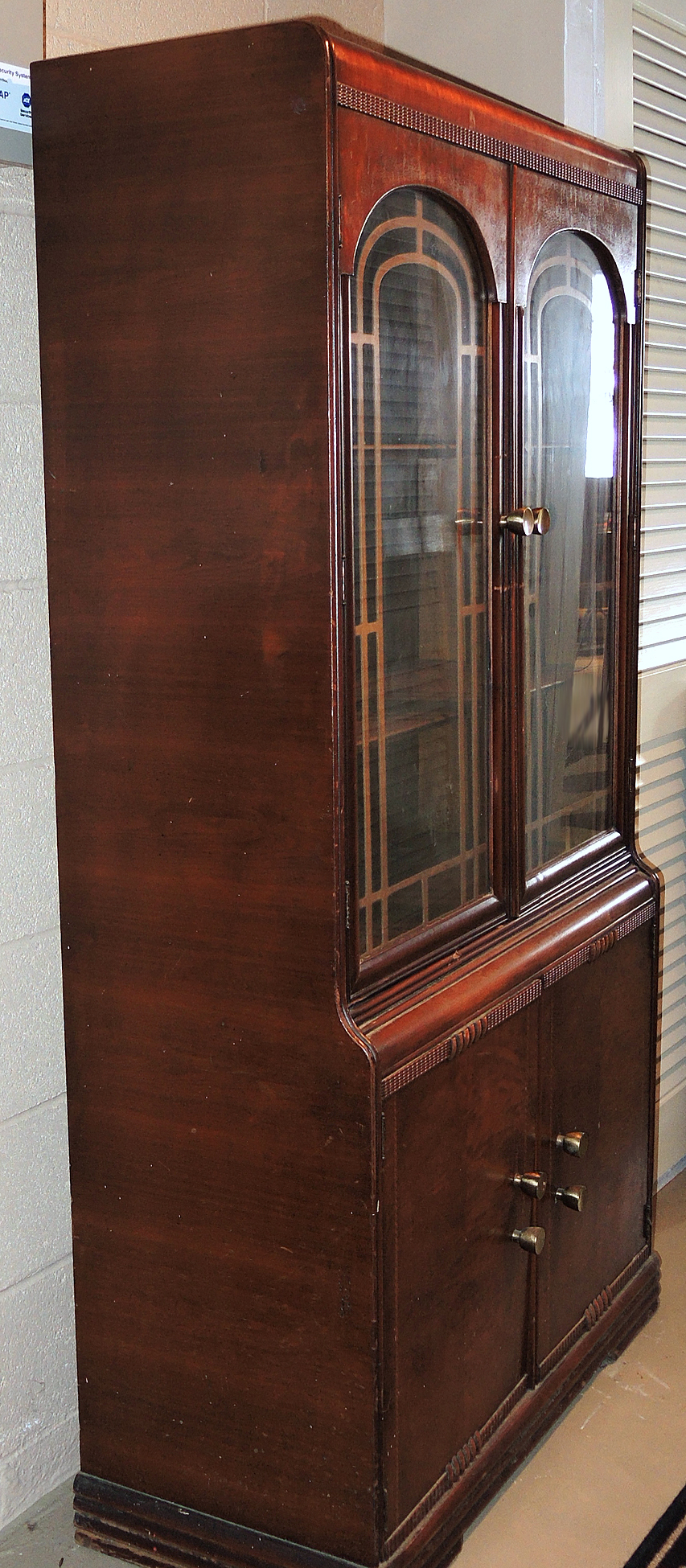 Art Deco Waterfall China Cabinet in Mahogany
