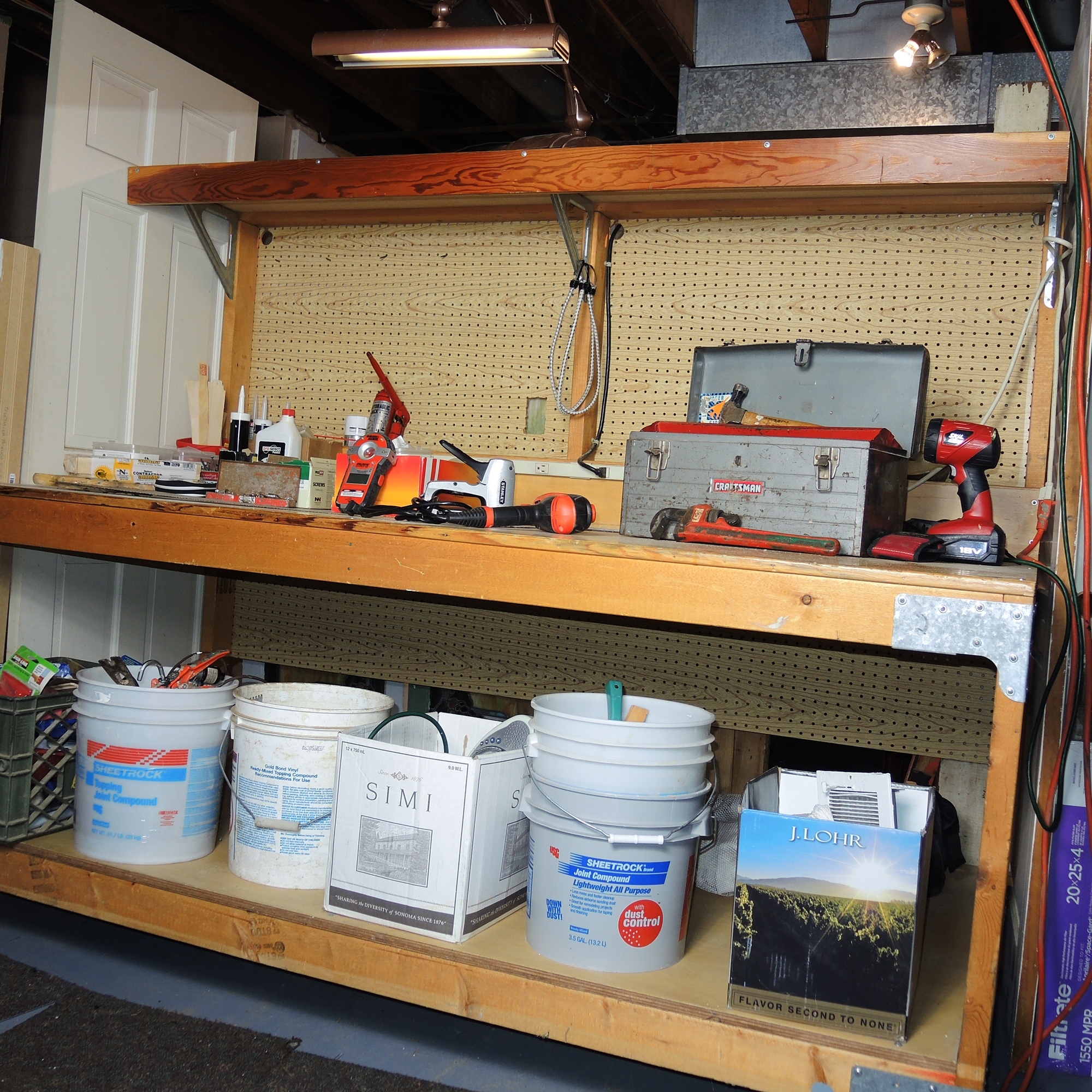 Large Work Bench, Hardware, Lamp, Hand Tools and More
