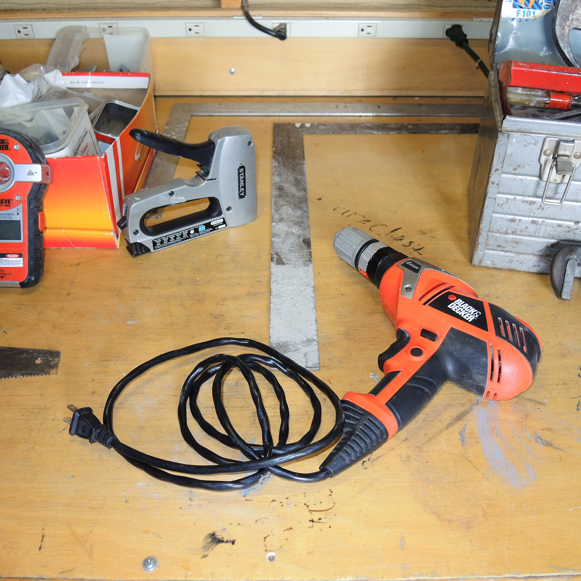 Large Work Bench, Hardware, Lamp, Hand Tools and More