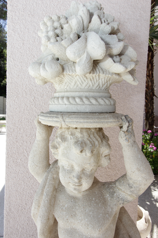 Pair of Cement Cherub Statues