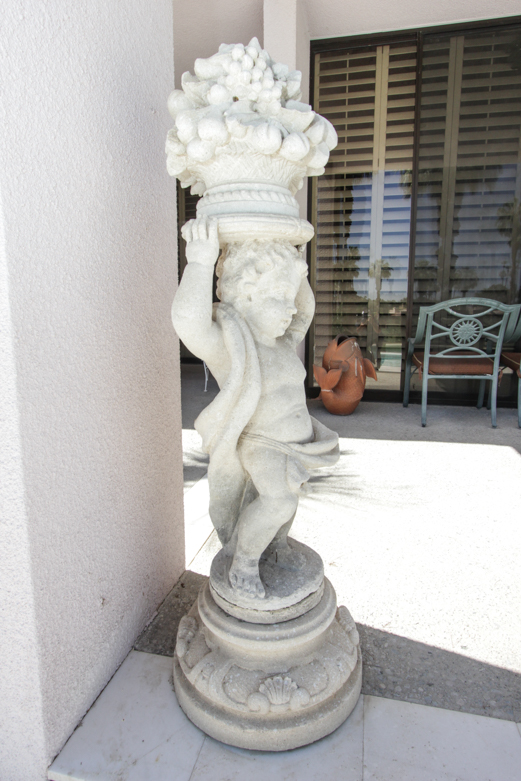 Pair of Cement Cherub Statues