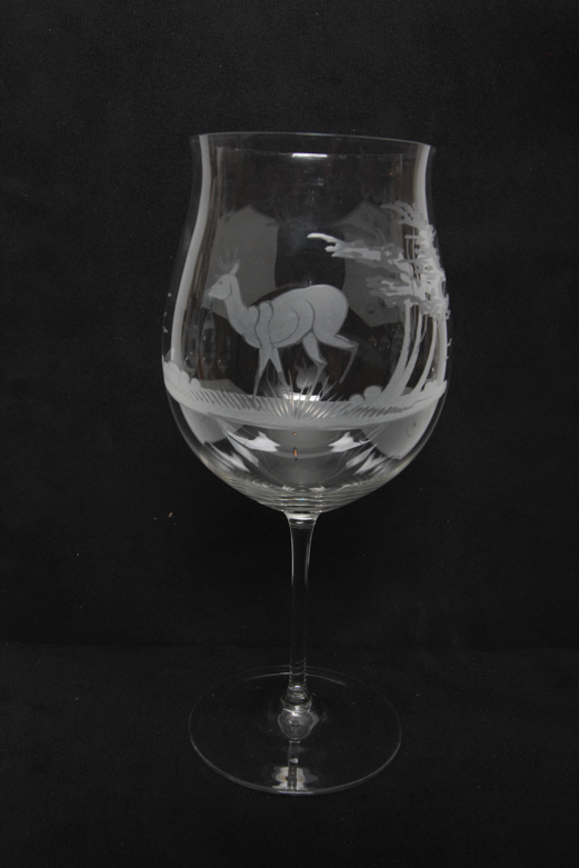 Claus Josef Riedel Etched Crystal Tulip Wine Glasses