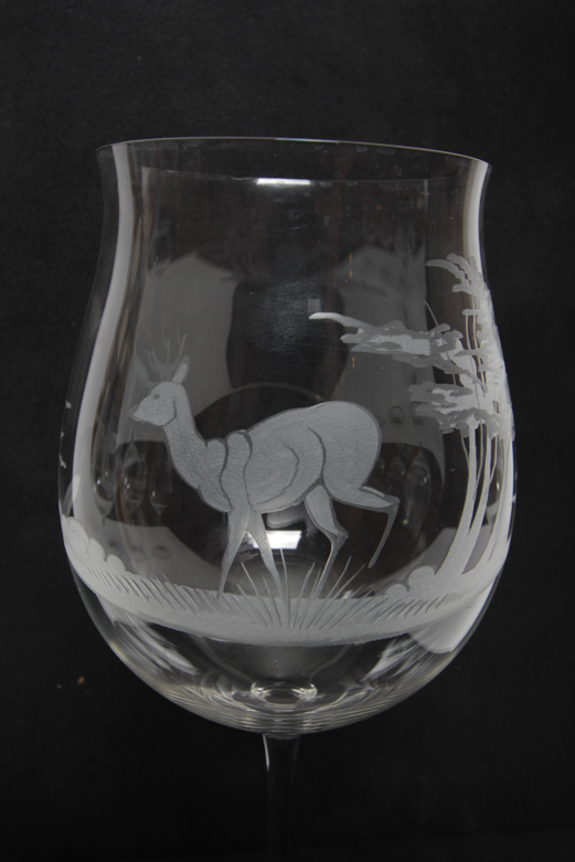 Claus Josef Riedel Etched Crystal Tulip Wine Glasses