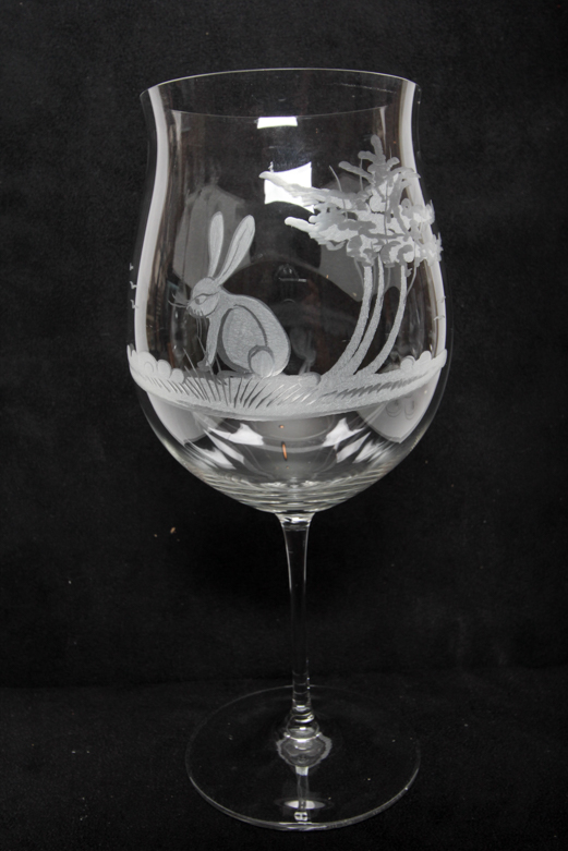 Claus Josef Riedel Etched Crystal Tulip Wine Glasses