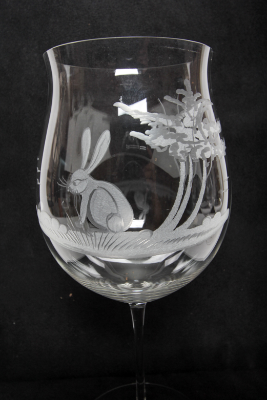 Claus Josef Riedel Etched Crystal Tulip Wine Glasses