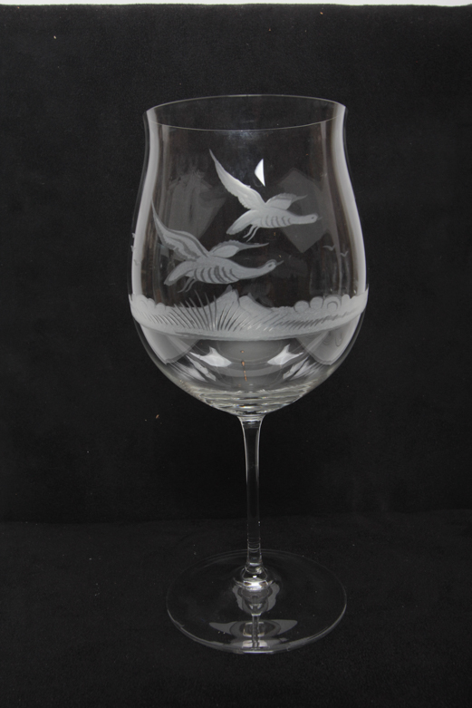 Claus Josef Riedel Etched Crystal Tulip Wine Glasses