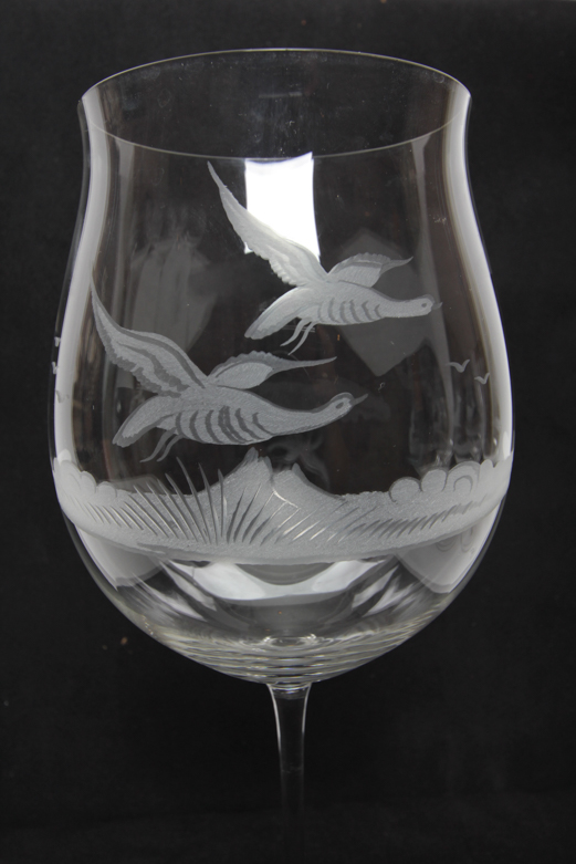 Claus Josef Riedel Etched Crystal Tulip Wine Glasses