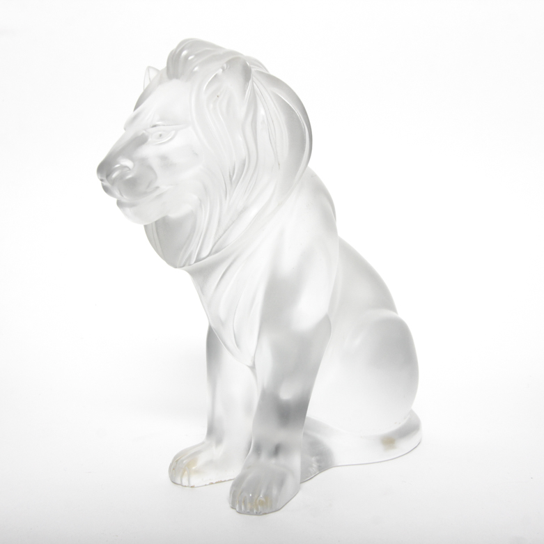Lalique Crystal "Bamara" Lion Sculpture
