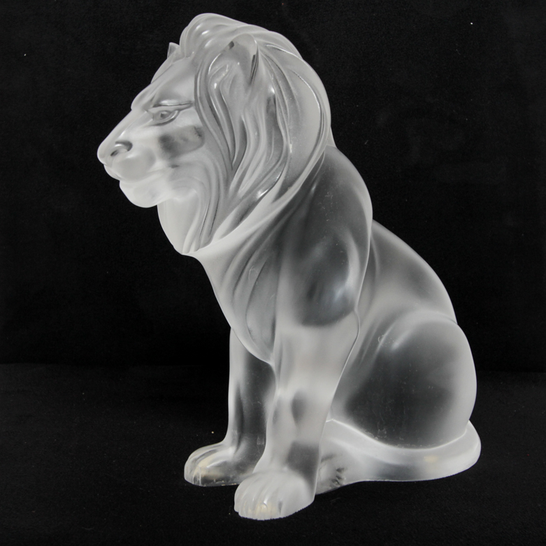 Lalique Crystal "Bamara" Lion Sculpture