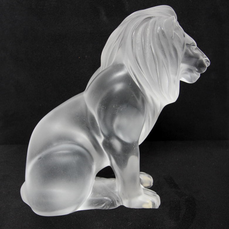 Lalique Crystal "Bamara" Lion Sculpture