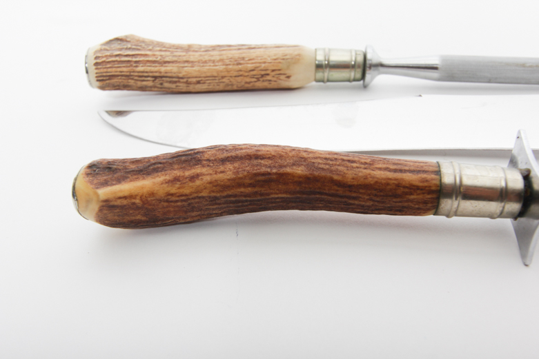 Vintage Englishtown Stainless Steel and Horn Handled Carving Set