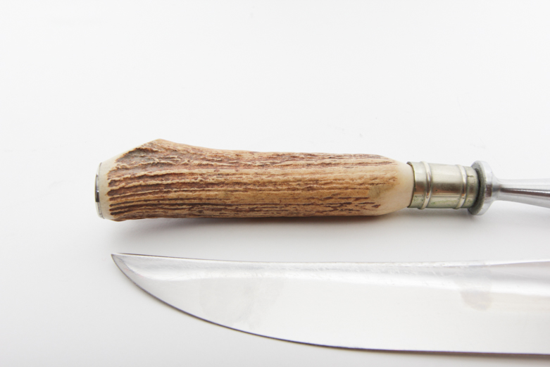 Vintage Englishtown Stainless Steel and Horn Handled Carving Set