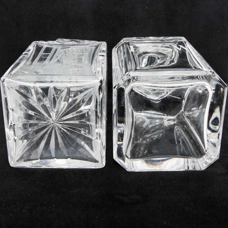 Four Vintage Monogrammed Glass Decanters