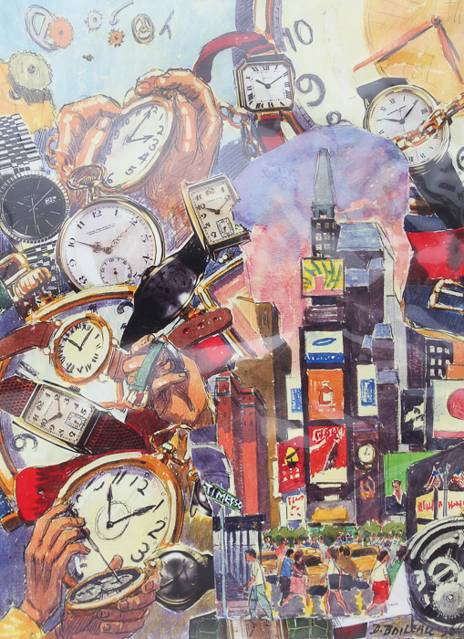 Dennis Boileau Offset Lithograph "Times Square"