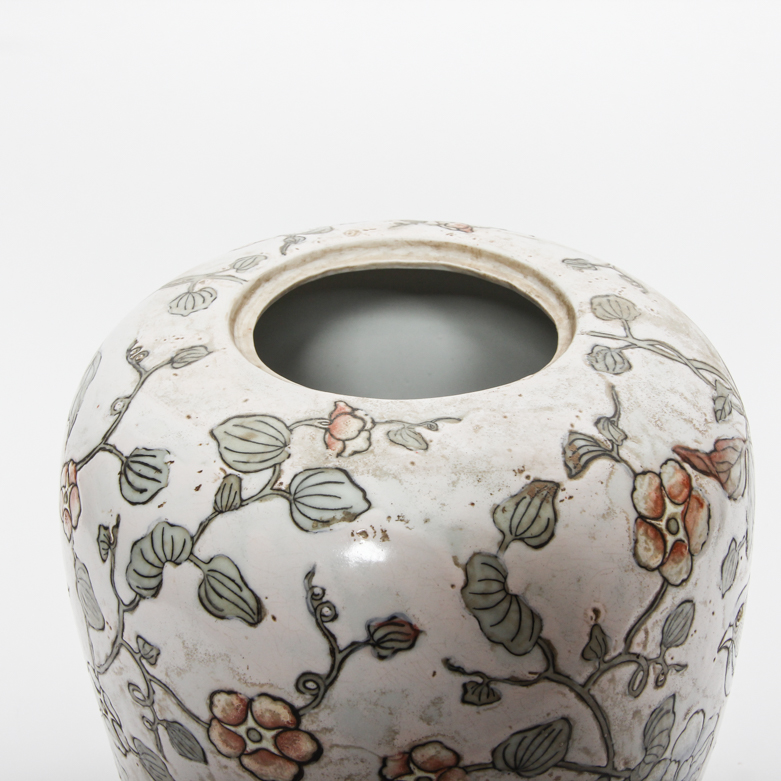 Chinese Floral Ceramic Urn