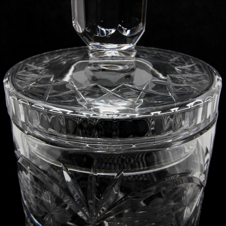 Vintage Cut Crystal Biscuit Jar with Cordial Glasses