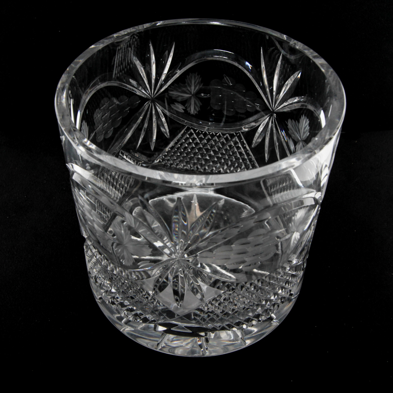 Vintage Cut Crystal Biscuit Jar with Cordial Glasses